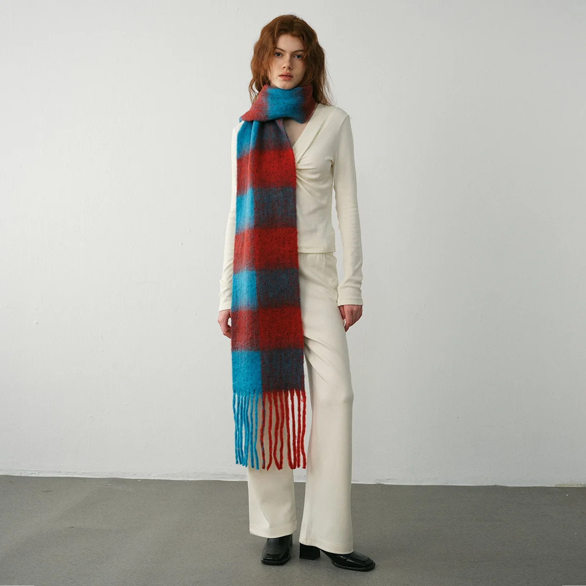 

목도리 Niche Designer Brand 2023 New 스카프 Korean Version Extended Flow Suplaid Imitated Cashmere Scarf Women's Winter Шарф Hot Sale