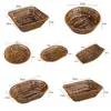 1Pcs Breakfast Bread Food Handwoven Rattan Basket Fruit Vegetable Cake Wicker Round Rectangular Shape Storage Tray 6