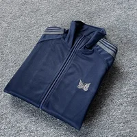 Men Women Couple Casual Fashion Striped Jacket High Quality Streetwear Butterfly Embroidery Zipper Track Coats With Tags 1