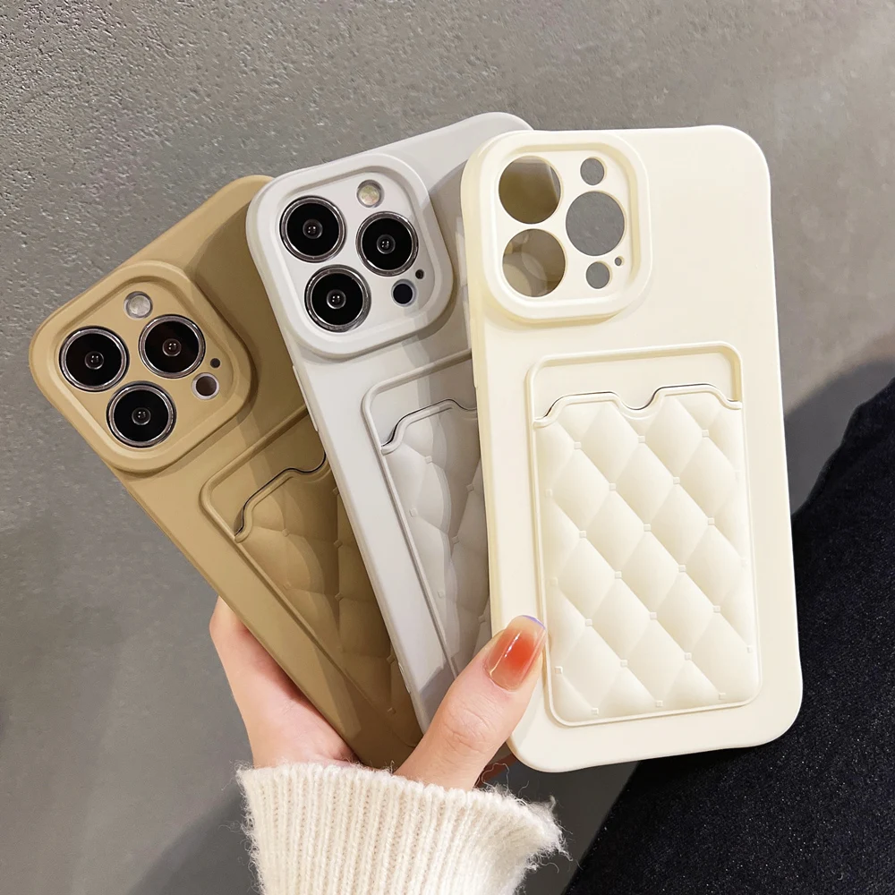 Fashion Diamond Lattice Pattern Wallet Case For iPhone 11 12 13 Pro Max XS X XR 7 8 Plus SE Soft Silicone Card Slot Holder Cover iphone 13 pro max cover