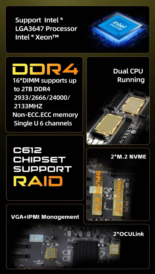 Huananzhi x11d 16d lga 3647 xeon x11d placa-mãe suporte intel xeon