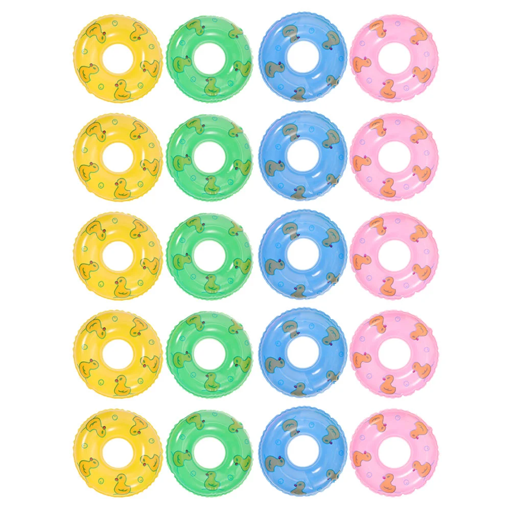 

20 Pcs Inflatable Swimming Ring Photo Props Water Pool Cartoon Rings Decorative Toys Girls Mini Models Children Miniature House