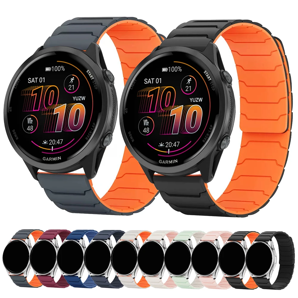 Two-Tone Magnetic Loop Silicone Strap Bracelet, 20/22mm Band