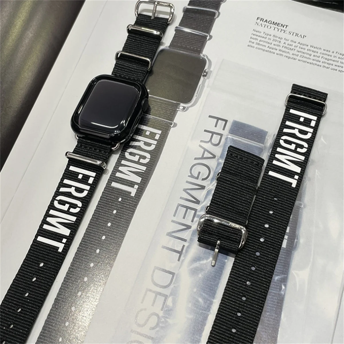 PYC 18ss Fragment Design Letter Print Stripe Apple Watch Band