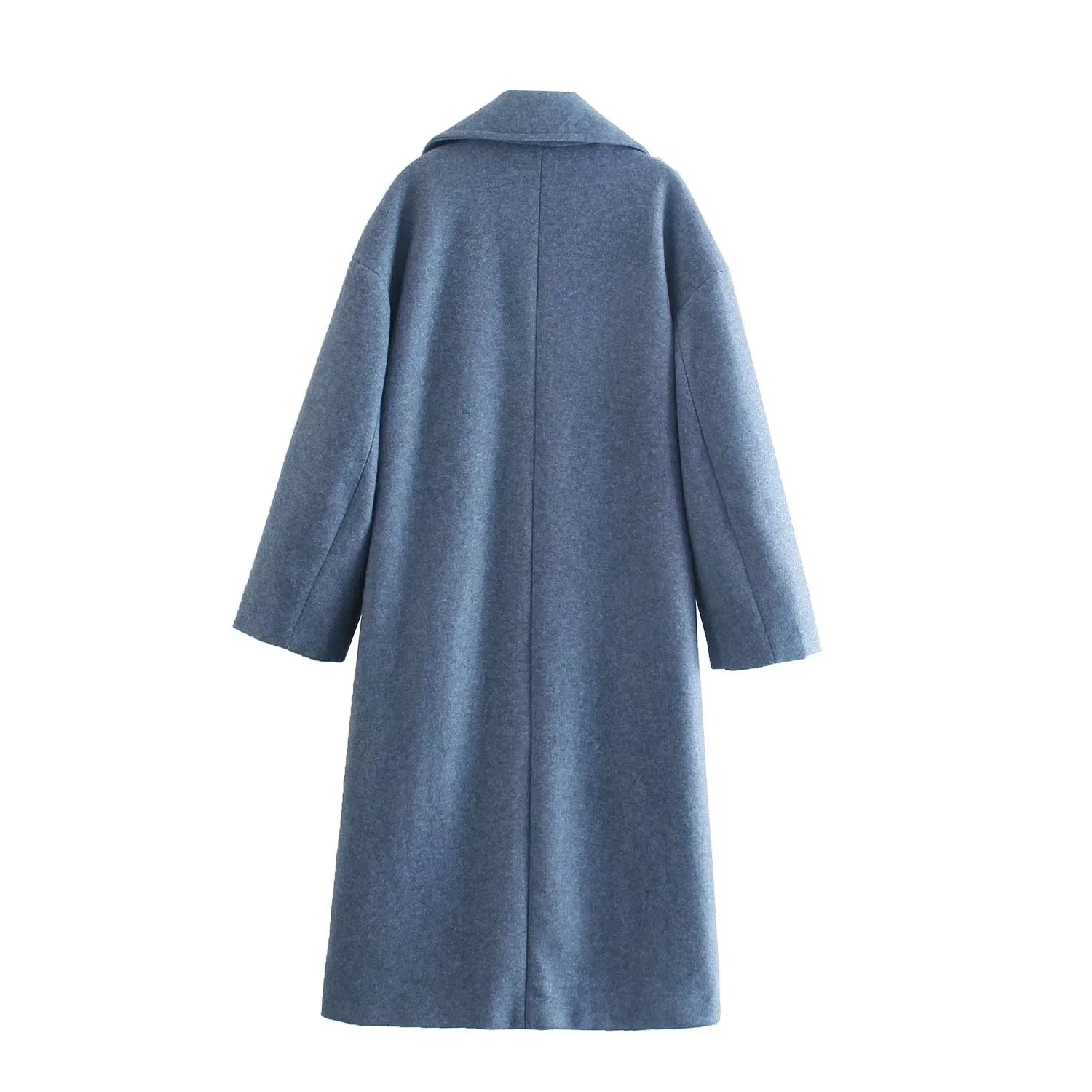 Women's 2023 winter grey thick imitation wool coat with button loose long-sleeve pocket Women's elegant coat 202210