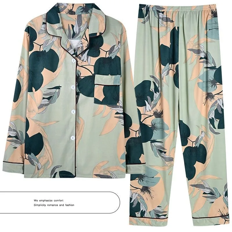 2024 New Pajama Ladies Spring Autumn Winter Ladies Long-sleeved Cardigan Cartoon Two-piece Suit Leisure Home Clothes