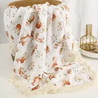 Muslin Baby Swaddle Blanket Cotton Tassel Receiving Blanket for Newborn Baby Items Bedding Swaddle Wrap Babies Stroller Cover
