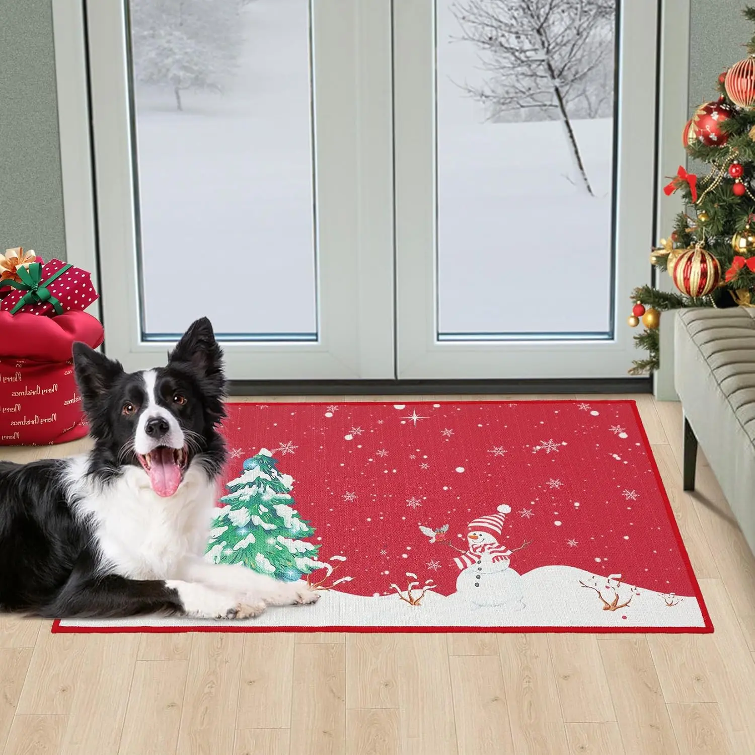 2025 Weihnachtsdekorations-Fußmatte, Frohe Weihnachten, Schneemann-Teppich, für drinnen und draußen, Eingangsteppich, Urlaub, Heimdekoration, Fußmatte, 50 x 80 cm – Detail 8