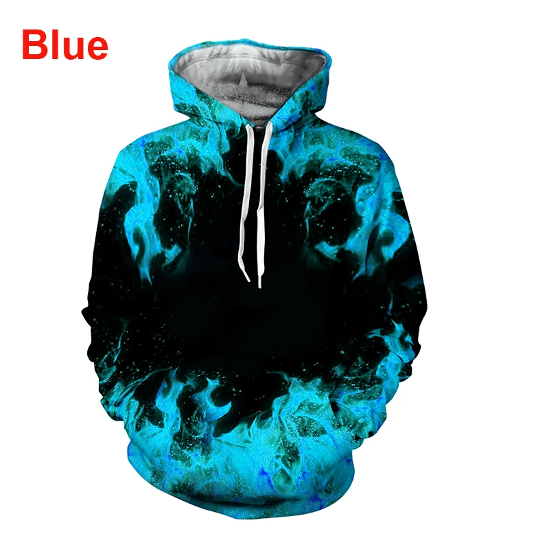 New Men's Women's Casual Hoodies 3D Digital Printing Flame Hooded Sweatshirt Plus Size