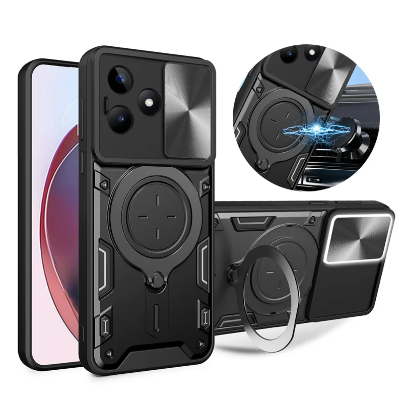 

Realmi C53 4G чехол противоударный армированный защитный чехол для объектива для Realme C53 C 53 4G RMX3760 6,74 "Автомобильный Магнитный чехол с кольцом-держателем