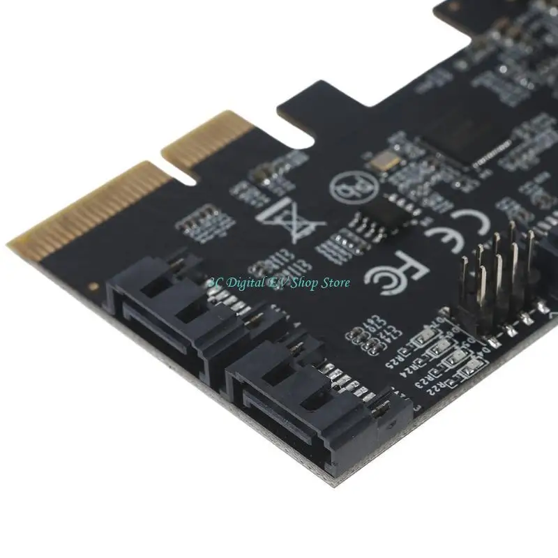 E74D PCIe 3.0-Karte 4-Port-SATA-Controller-Erweiterungskarte mit Low-Profile-Halterung für Desktop-PC-Unterstützung für 10/ – Detail 9