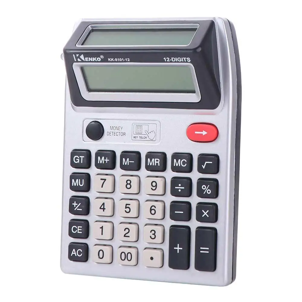 Dual Screen 12 Digits Calculator Large Screen Display Battery Powered Mechanical Calculator with Banknote Detector Lamp Portable - Image 4