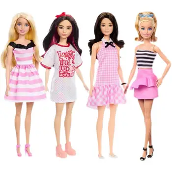 Hot Authentic Barbie Dolls Barbie Fashionistas Clothes Pink Sweetheart Dresses Girls Holiday Surprise Gifts Fashion Toys Hrh21