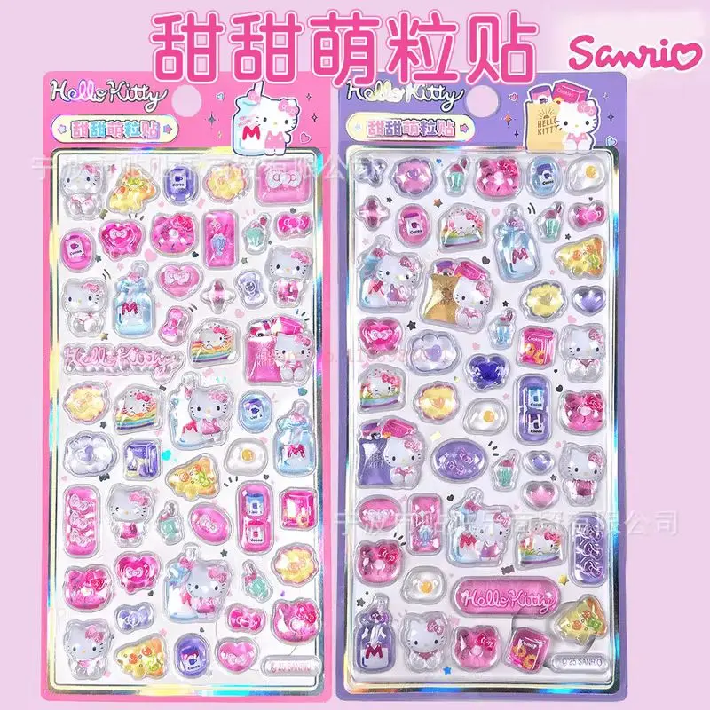 귀여운 헬로키티 3D 엠보싱 크리스탈 다이아몬드 스티커 귀여운 쿠로미 멜로디 DIY 장 폰 케이스 방수 스티커 문구류