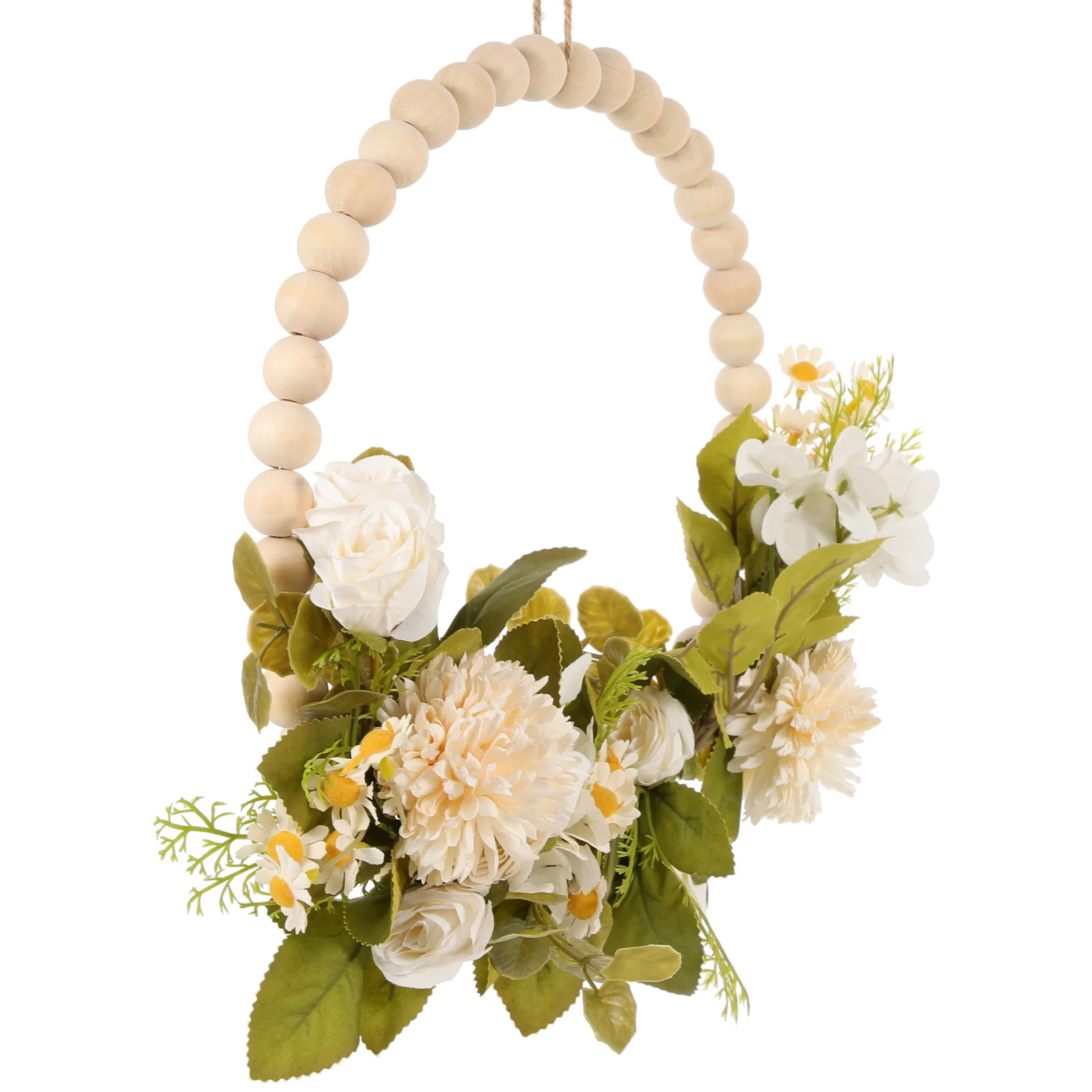 

Hanging Eucalyptus Wall Decor Faux Wood Bead Garland Artificial Plants Vintage Door Sign