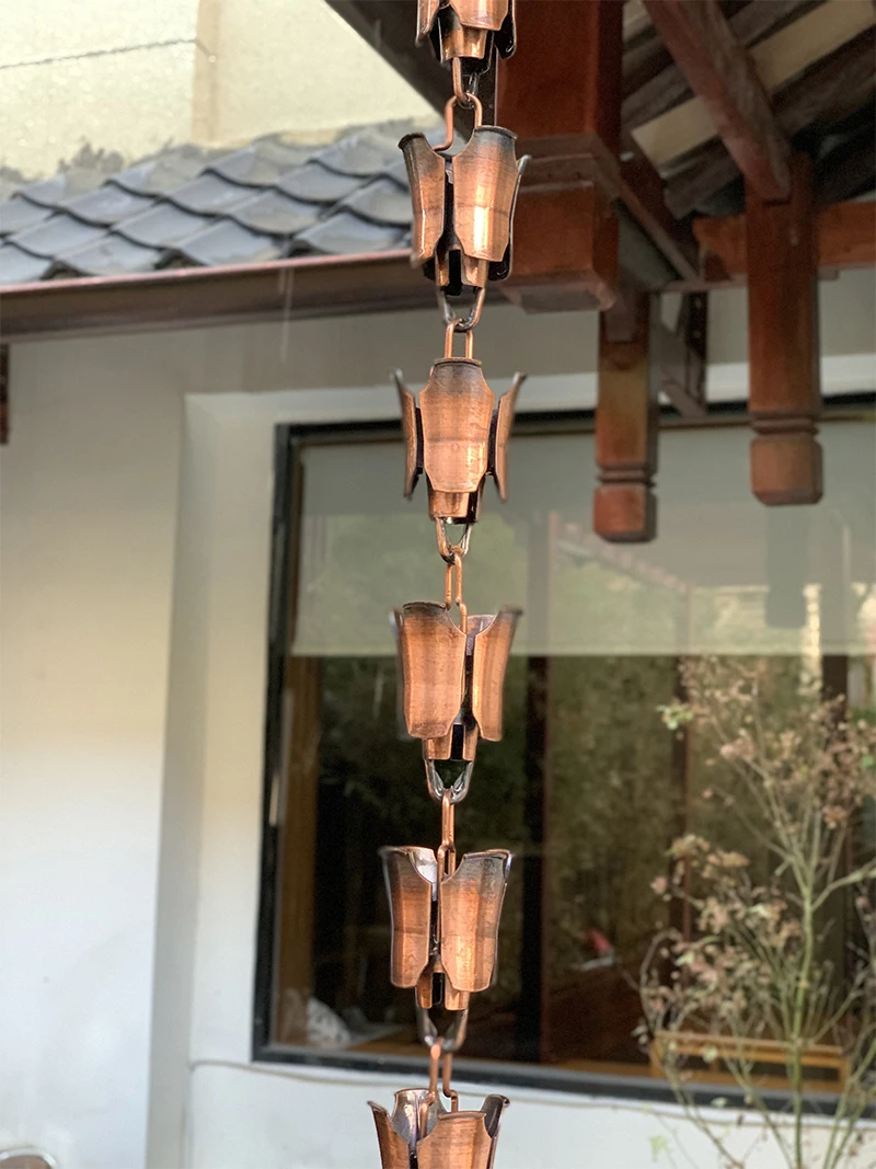 2.6m Japanese Style ABS Wine Cup Rain Chain with Electroplated Copper Color