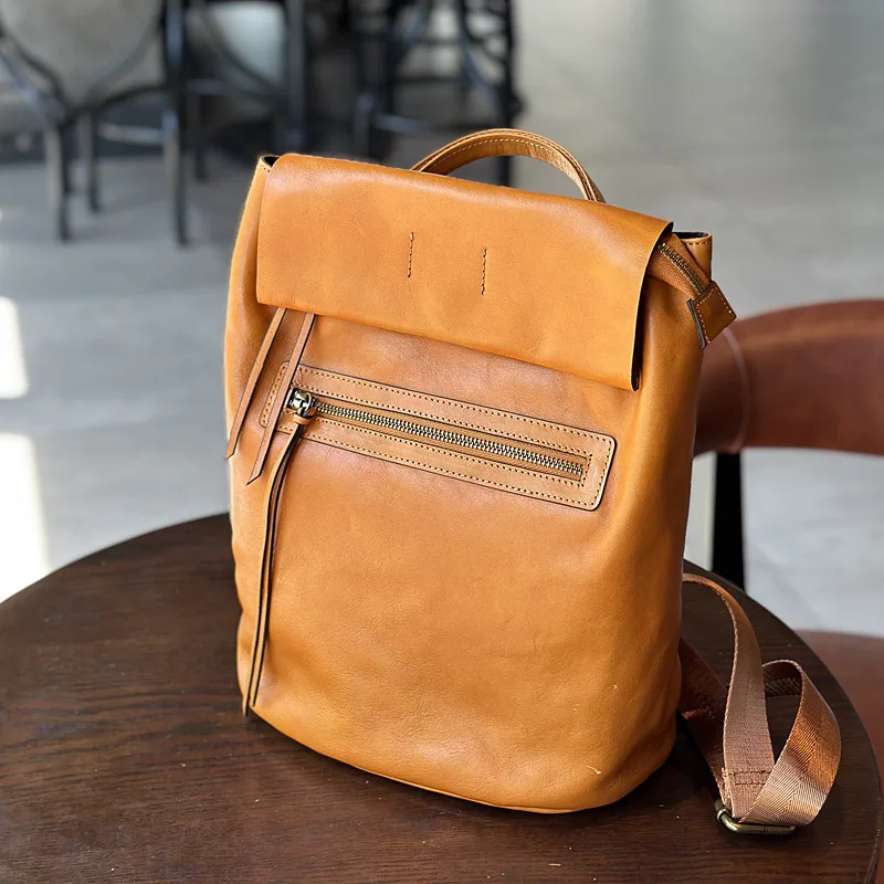 

Backpack Women's Genuine Leather High Capacity New Original Retro Plant Tanned Cowhide Academy Style Cowhide Backpack