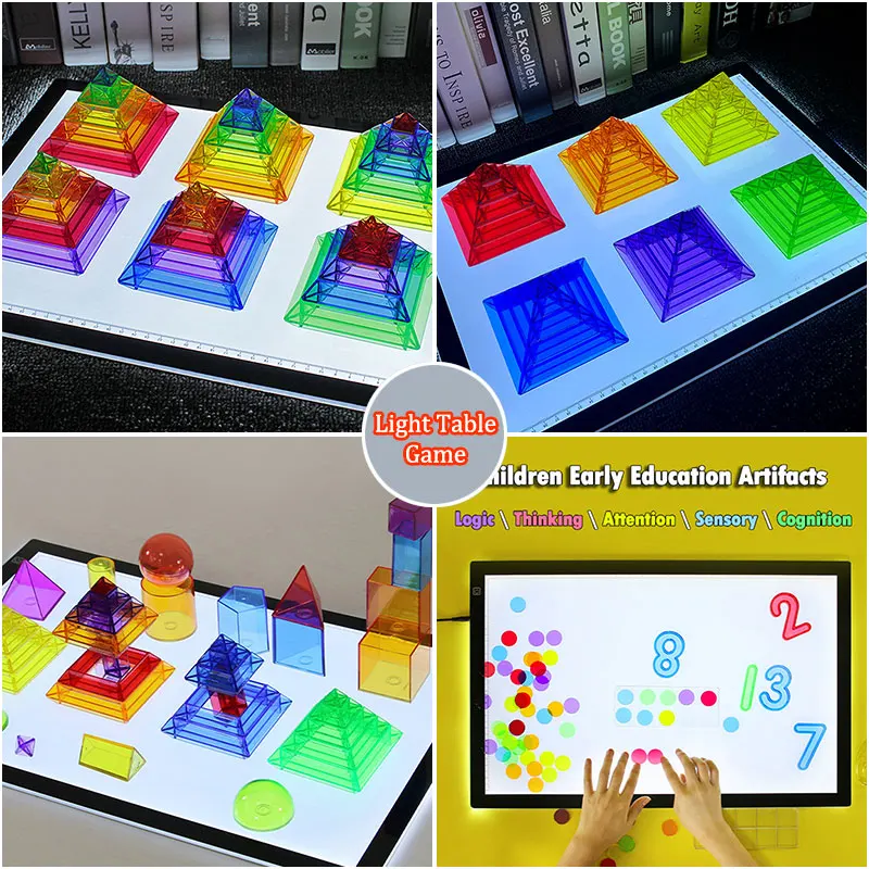 Montessori Rainbow Blocks Shape Matching Sensory Toys