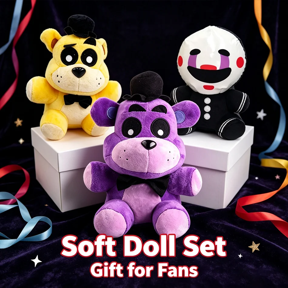FNAF Plush Collection: Freddy, Foxy, Chica & Bonnie Stuffed Toy Doll - Perfect Kids Gift