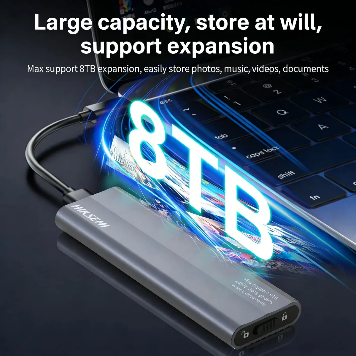 HIKSIMI M.2 NVMe SSD 엔클로저 어댑터 10Gbps NVMe PCI-E M.2 SSD 케이스 알루미늄 USB C 외장형 엔클로저, P용 M 키 지원