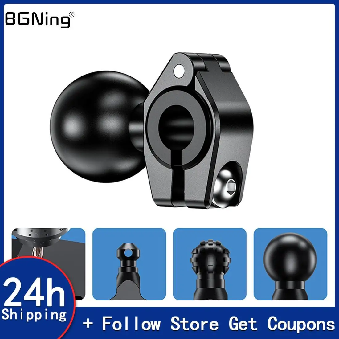 Ultimate Addons Moped Mirror Mount - 1inch - 25mm Ball Head (sku 14944) main image 0