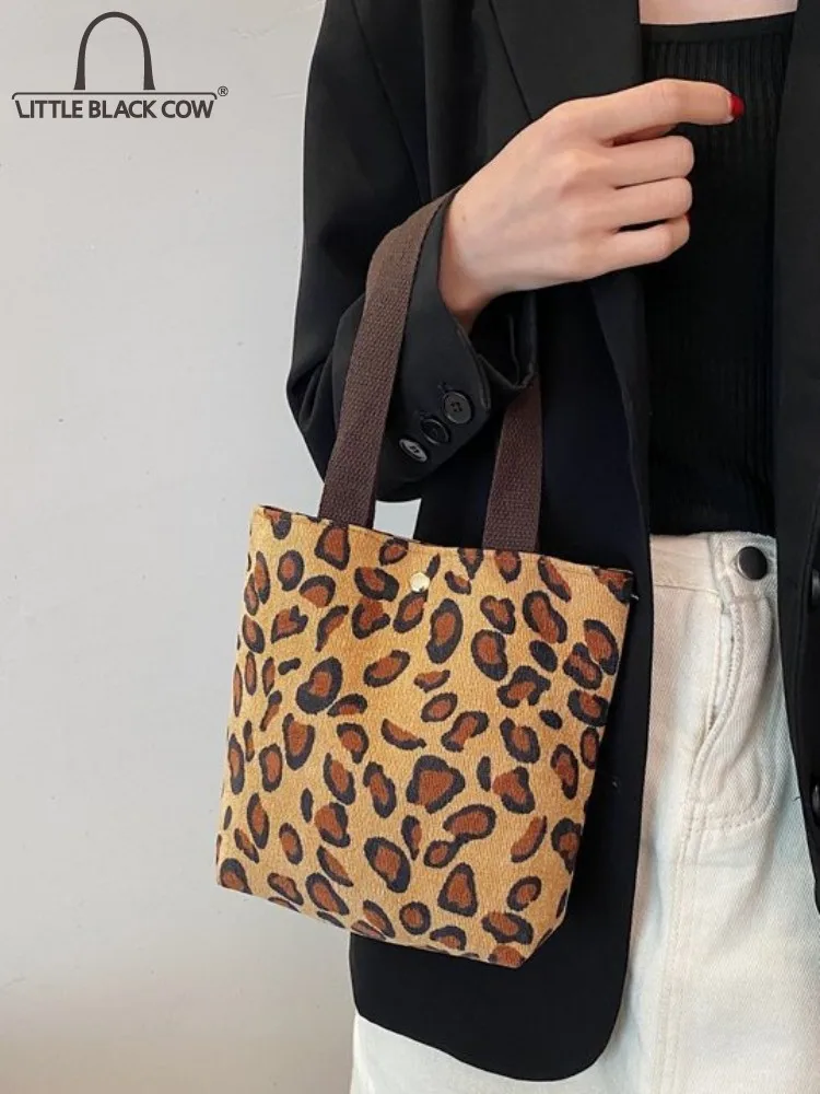 Женская Холщовая Сумка-тоут с леопардовым принтом маленький Повседневный