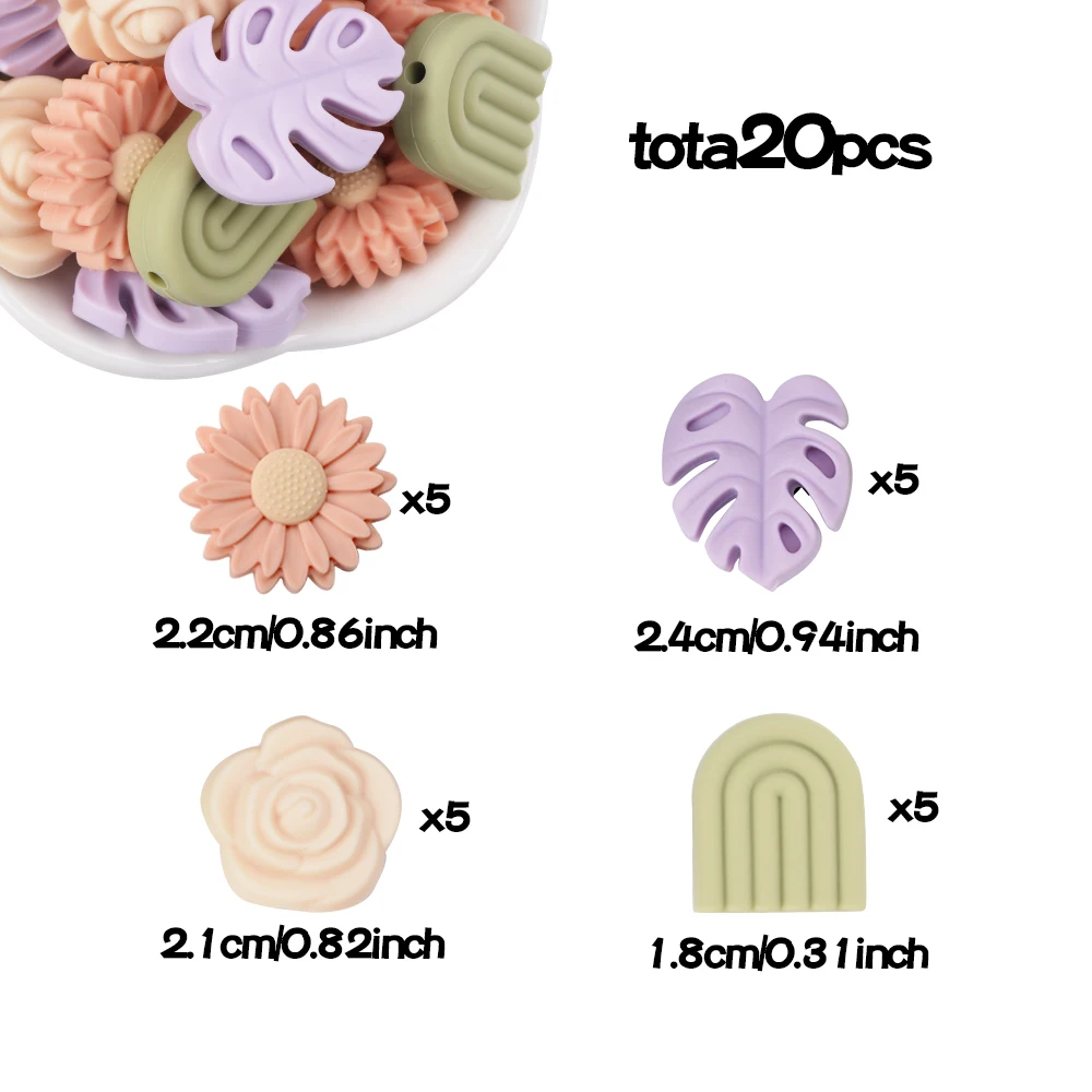 LOFCA 22mm Gänseblümchen Blumen Lose Silikon Sicher Rose Schmuck Schatz Zahnen Perlen DIY Kautable Farbe baby zahnen BPA-frei – Detail 11