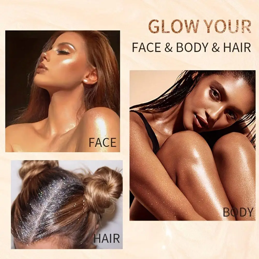 Highlighter Gold Body Shimmer Oil Waterproof Liquid Illuminator Nonsticky Glitter Oil