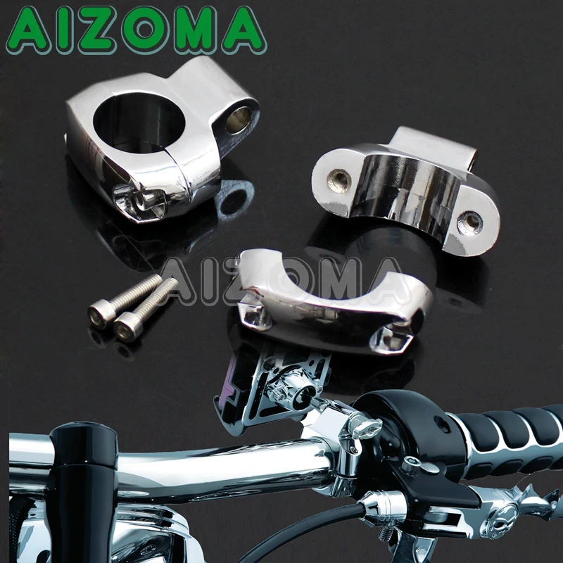 

2x Chrome Universal 1" 25mm Bar Mirror Mount Holder Clamps for Harley Yamaha Honda Suzuki 1 inch Drink Brackets Mount Chrome