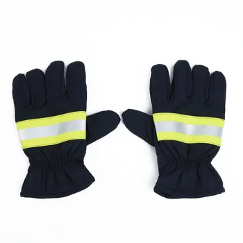 1 Pair Protection Gloves Heat-resistant Non-slip Wear-resistant Gloves Reflective Strap For Firefighter Welding Cold Weather 1
