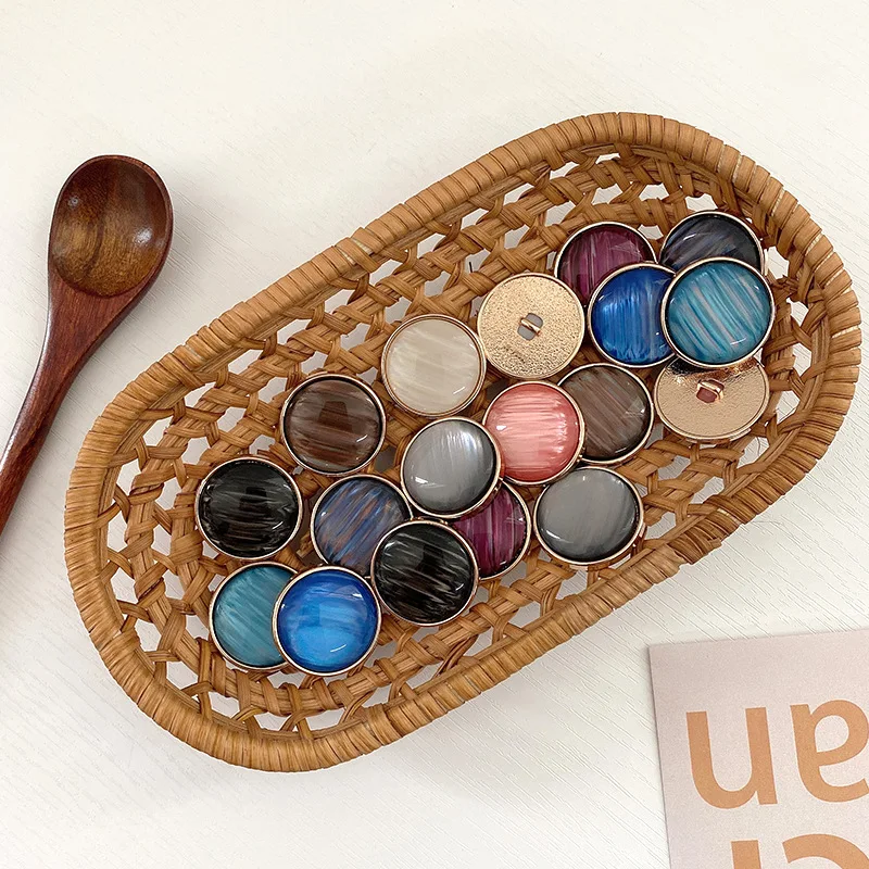 

6 шт., разноцветные металлические пуговицы для одежды