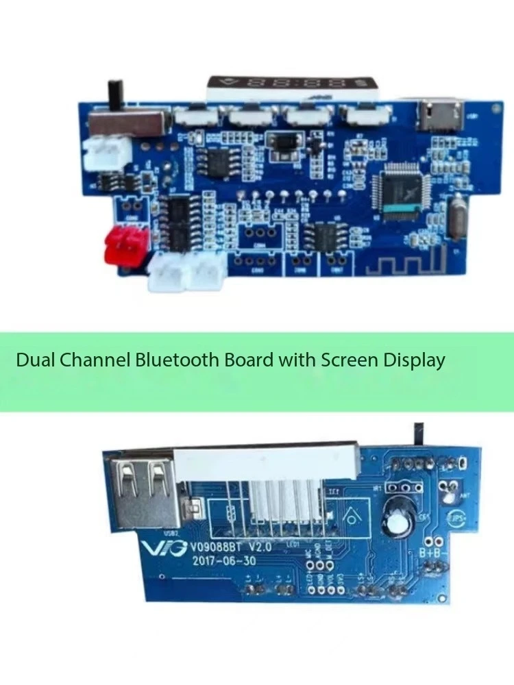 Dual Channel Bluetooth Board, With Screen Display With Remote Control, Power Amplifier Module Circuit Board Radio Board