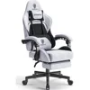 Gaming Chair Fabric with Pocket Spring Cushion, Massage Game Chair Cloth with Headrest, Ergonomic Computer Chair with Footrest 1