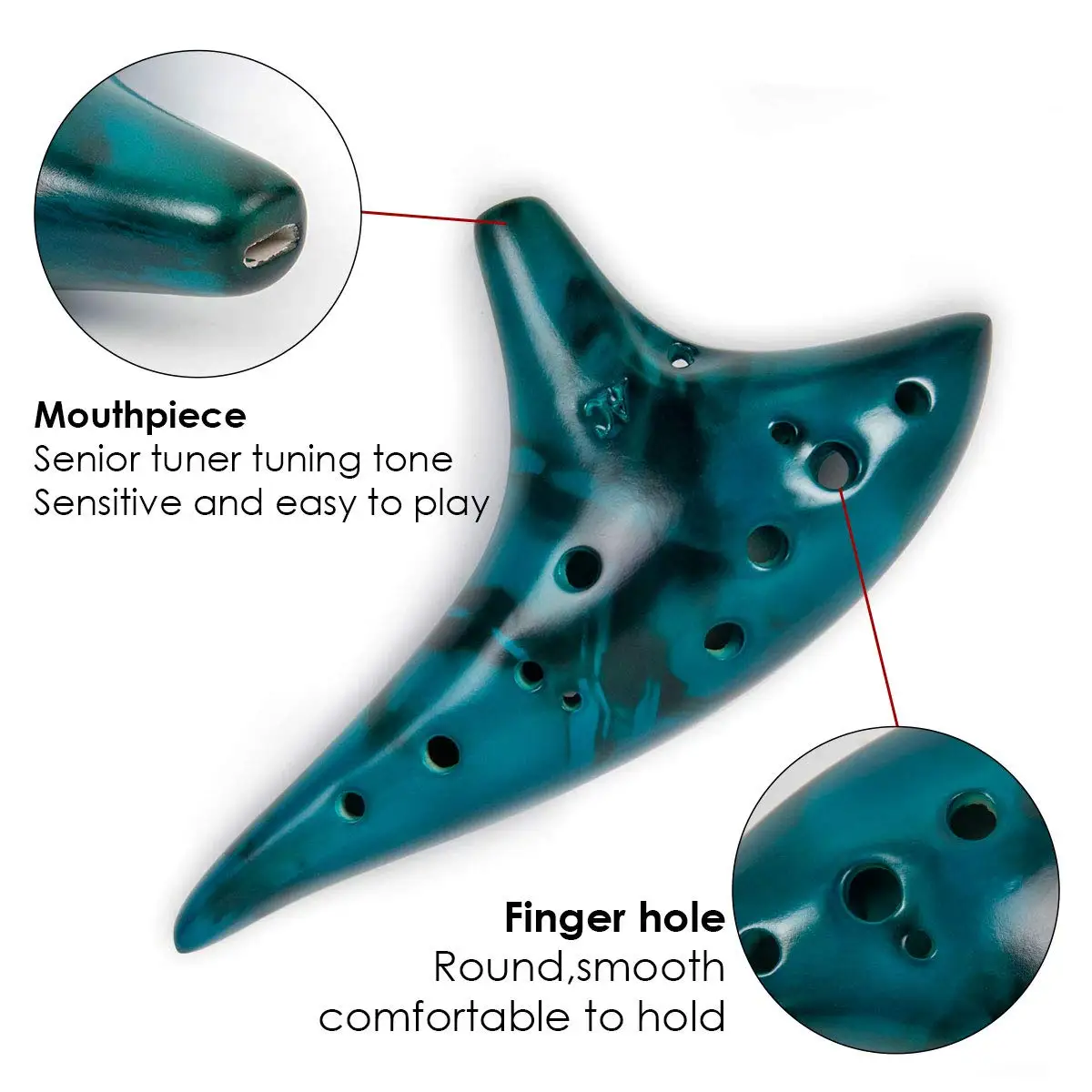 Ocarina De 12 Agujeros En Do Alto - Instrumento De Viento Ahumado, Ideal Para Principiantes, Con Funda Y Tutorial