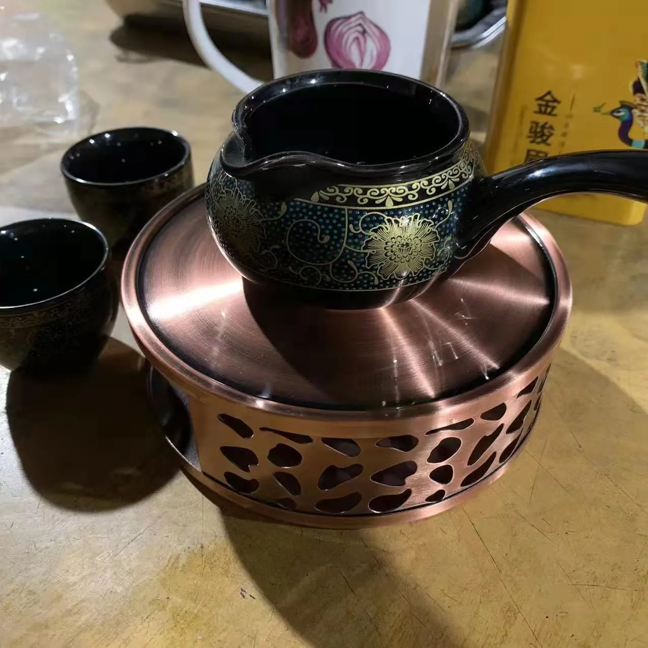 Japanese Style Hollow Stainless Steel Tea Warmer Household Desktop Coffee Stove Heating Base Tea Making Candle Heater Stove