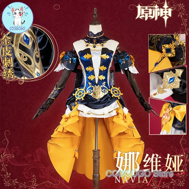 

COSGOGO Game Genshin Impact Navia Cosplay Costume Halloween Outfits Game Clothing Women Anime Dress
