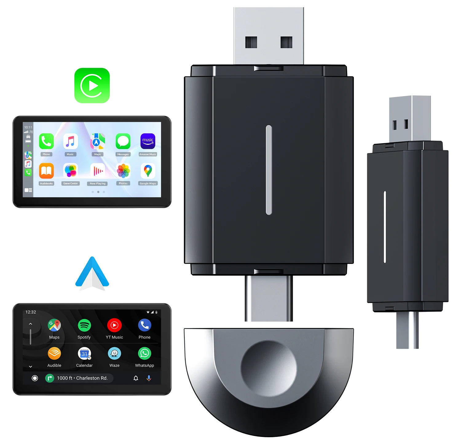 TOGUARD 2 в 1 беспроводной адаптер CarPlay и автоматический беспроводной адаптер Android, 5 ГГц WiFi Type-C/USB Plug & Play Carplay беспроводной адаптер