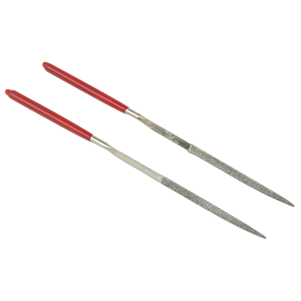 2 Pcs Diamond Files 3x140mm Triangular Diamond Needle File Grinding For Steel Stone Metal Wood Nonslip Electronics Repair Tools