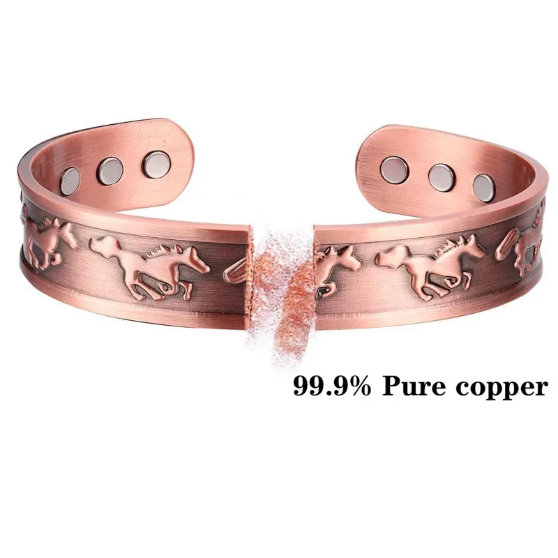 Pulseira magnética de cobre puro para homens e mulheres, Artrite Ímãs ajustáveis, Terapia de manguito, Pulseiras de energia sanitária, Atacado, Dropshipping