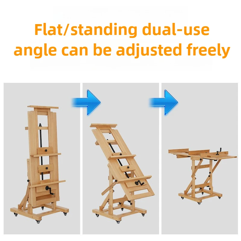 Beechwood Single/Dual-rocker Flat Stand Dual-purpose Easel Solid Wood Floor-standing Adjustable Professional Exhibition Stand