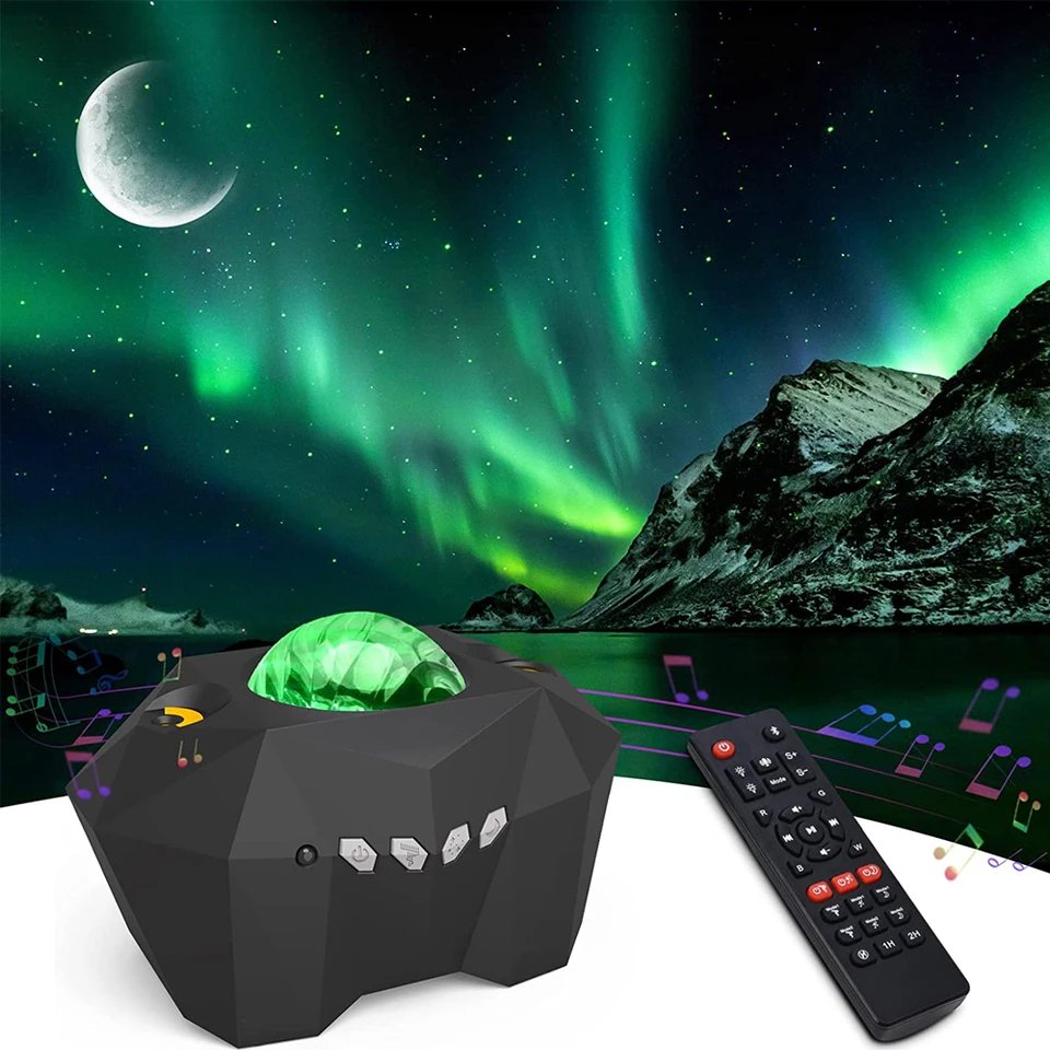 Star Projector, 3 in 1 LED Galaxy Moon Projector 55 Lighting Effects Night  Light Aurora Projector Star Light w/ Bluetooth Music Speaker & Remote