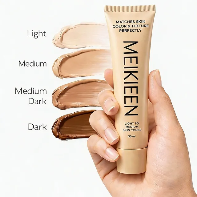 Fond de teint liquide original 30 ml Match Skin Color Foundation MEIKIEEN, texture changeante de couleur, parfait pour les tons de peau clairs à moyens 1