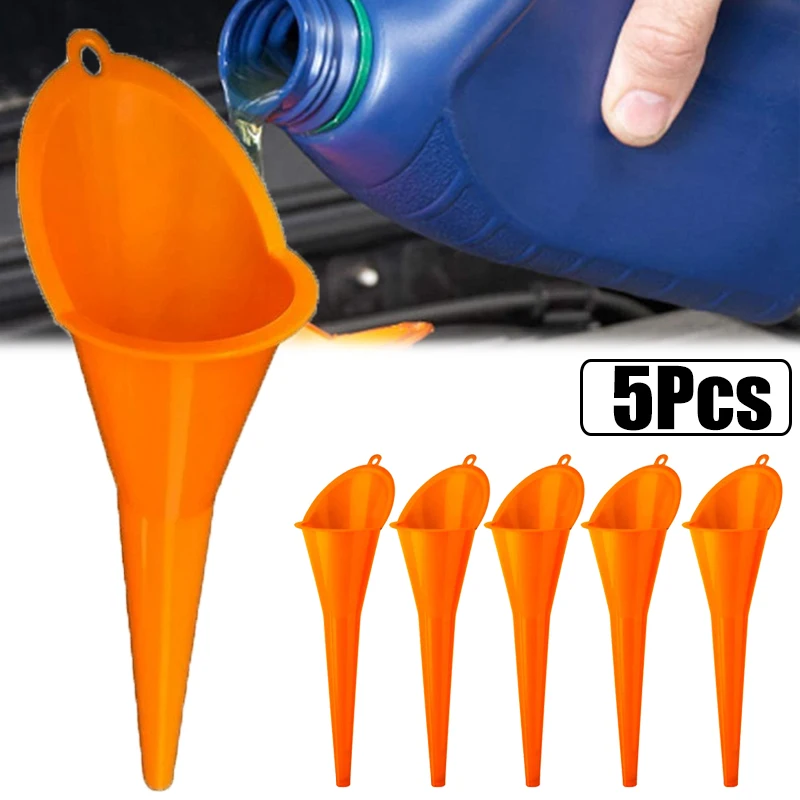 5/1Pcs Car Long Stem Funnel Gasoline Oil Fuel Filling Tool Anti-splash Plastic Funnel Motorcycle Refueling Tool Auto Accessories