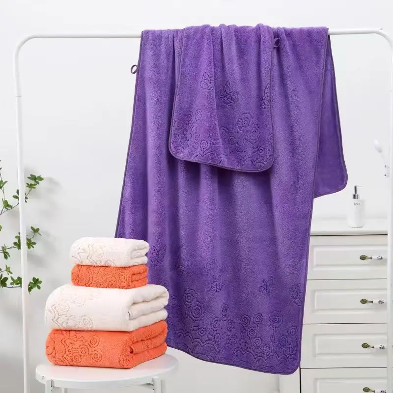 

New 2pcs/set Microfiber Towel Set Absorbent Swimming Face Hand Bath Towel Sets Bathroom Soft Towels Sets