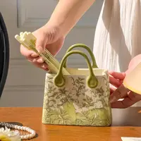 2026 New Ceramic Floral Vase & Chopstick Holder - High-Aesthetic Kitchen Drain Basket & Cutlery Storage Caddy, Home Organizer 3