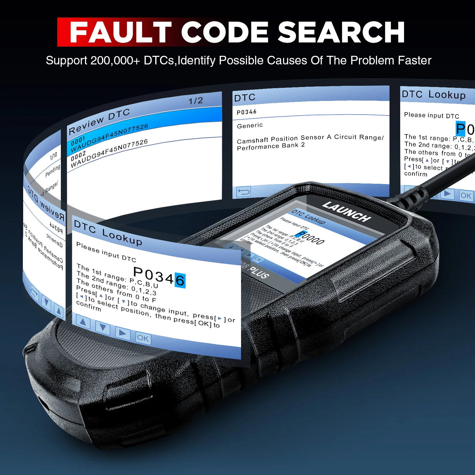 2025 NEW LAUNCH CR3008 PLUS OBD2 Scanner Diagnostic Tool Enhanced Check Engine Code Reader Battery Test OBDII Car Scan Tool 3