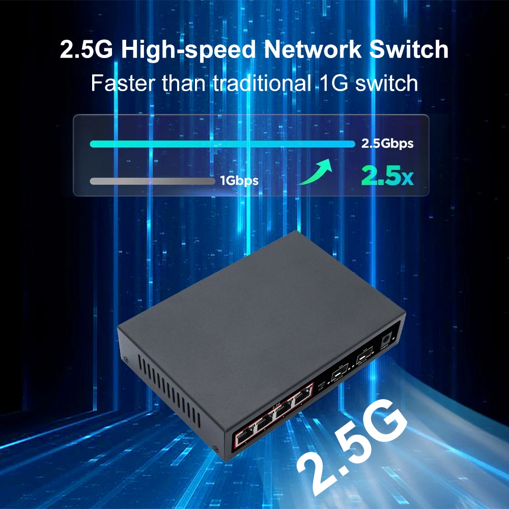 Kuwfi-switch Ethernet para Cctv e Câmera ip Nenhum Poe Switch de Rede Gigabit Suporta 10g Sfp Port Vlan Mdi Mdix Port 2.5g - Imagem 3