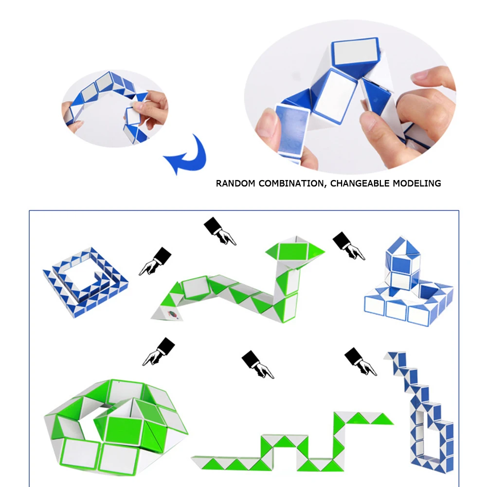 Kids Educational Toys Plastic 24 Wedges Magic Ruler Magic Snake Kids Twist Folding Educational Toys