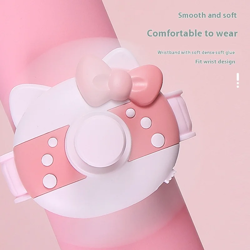 

Portable Wristlet Mini Watch Handheld Fan USB Charging Small Rechargeable Fan Cute Cartoon Cat Design Watch Small Fan
