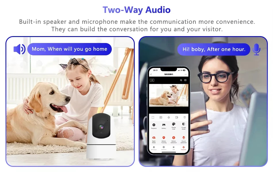 two way audio communication through mini ip camera